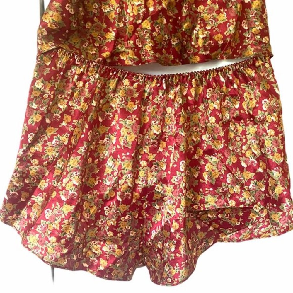 Cacique Red Floral Lingerie Tank and Shorts Set - Picture 6 of 7